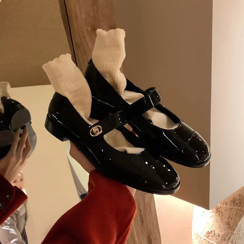 玛丽珍女鞋2024春季新款真皮平底单鞋粗跟小皮鞋乐福鞋大码41-43