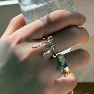 hucares「娇俏欧尼」蝴蝶结韩系戒指组合韩系简约小众设计