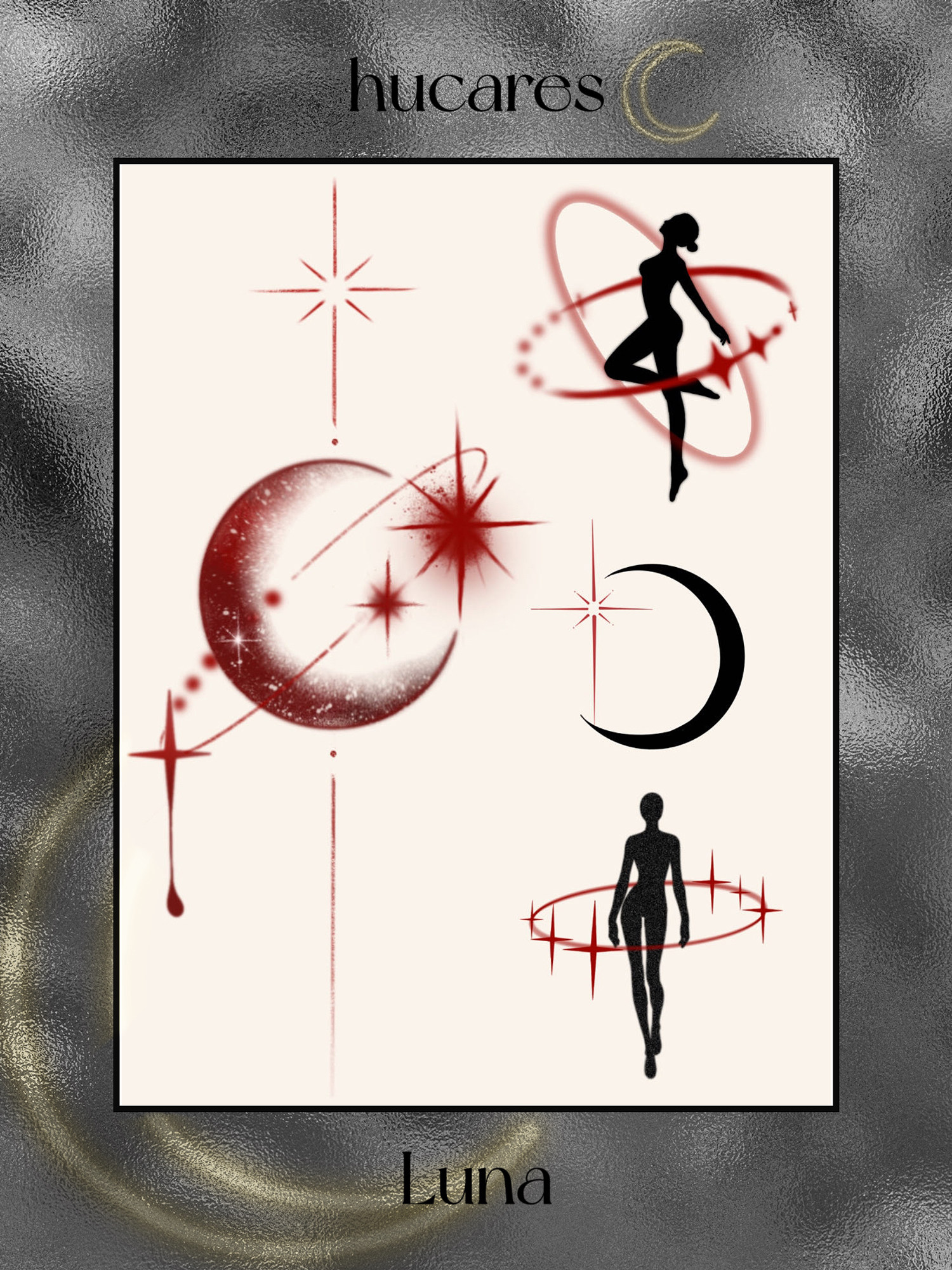 hucares「性感阿尔忒弥斯」自主原创设计纹身贴/两套八张入