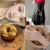 hucares 项链戒指耳钉手链四件套饰品 「闪闪碱水结」独立开模