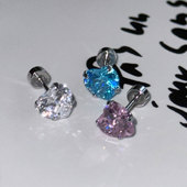 hucares「爱心彩钻」巨闪施华洛钻医用钢耳钉耳骨钉单个不掉色