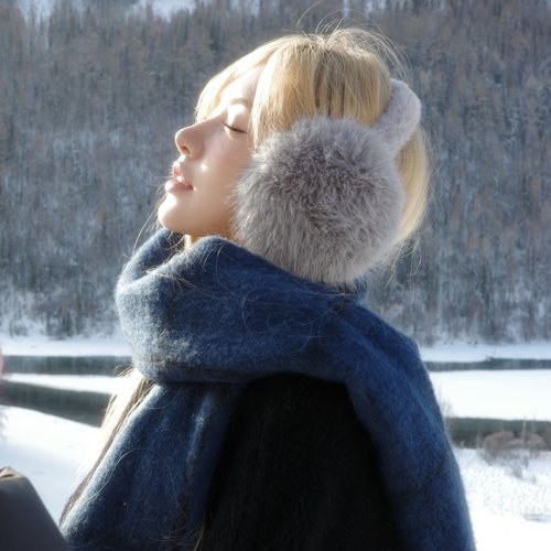 hucares 「毛绒团子」du家定制长毛耳罩毛绒保暖冬季户外骑行护耳