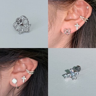 hucares「甜束荆棘」原创小众定制316医用钢养耳洞耳钉耳骨钉简约