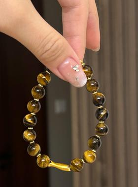 hucares「年年有鱼」原创虎眼石铜镀24k金手串饰品礼物手链女