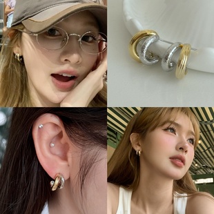 hucares「双圈腔调」自留款 耳环耳钉高级耳饰 巨百搭时髦精个性