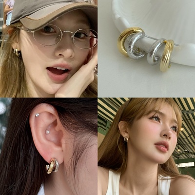 hucares「双圈腔调」自留款！巨百搭时髦精个性耳环耳钉高级耳饰