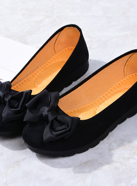 老北京布鞋女单鞋豆豆鞋孕妇黑色工作鞋软底防滑妈妈鞋懒人一脚蹬