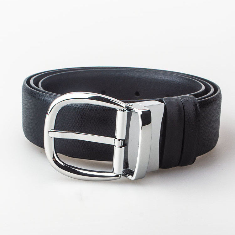 纯铜扣男士黑色双面腰带十字纹可旋转式扣头真皮带3.5cm 2024新款