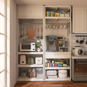 白色厨房餐边柜落地多层家用橱柜多功能置物架靠墙一体储物收纳柜