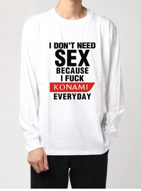 简约潮流白色男女同款时尚潮流I DON'T NEED SEX 小岛秀夫同款T恤