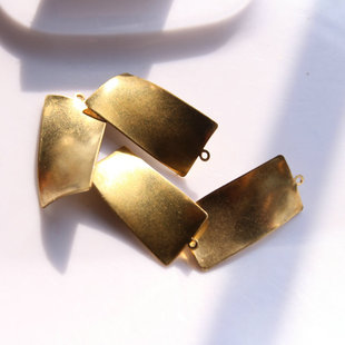 原铜扭形长方形吊坠 15*30mm单孔纯铜绕弯片耳饰发簪装饰diy配件