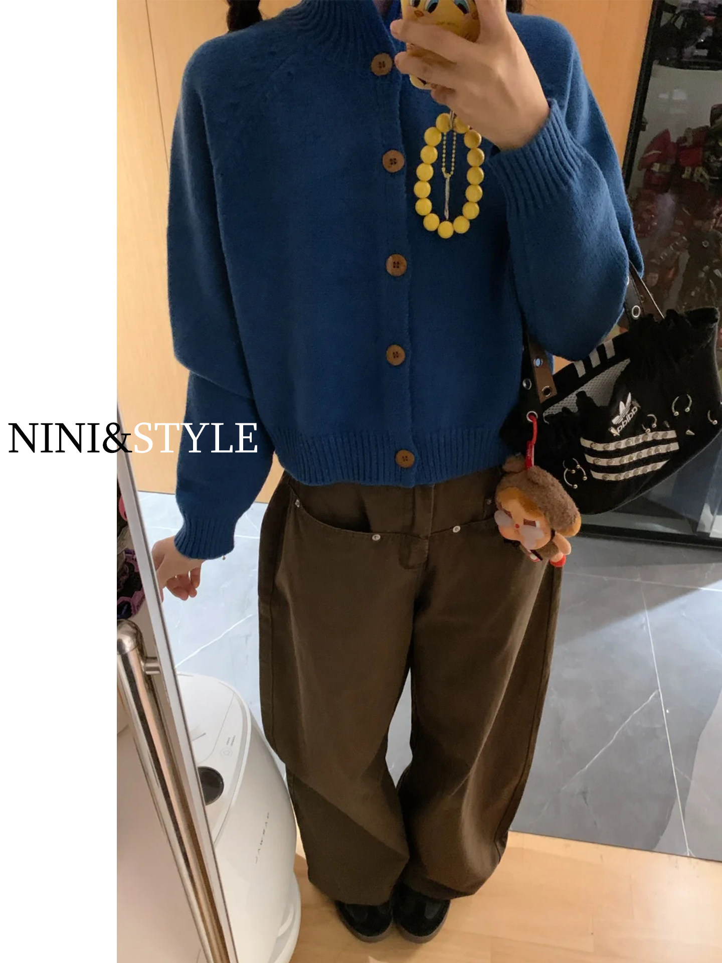 Brown American-Style Workwear Wide-Leg Jeans for Women, 2025 Autumn New Coffee-Colored High-Waisted Straight Loose Scimitar Pants