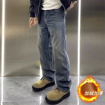 美式复古蓝水洗牛仔裤男款