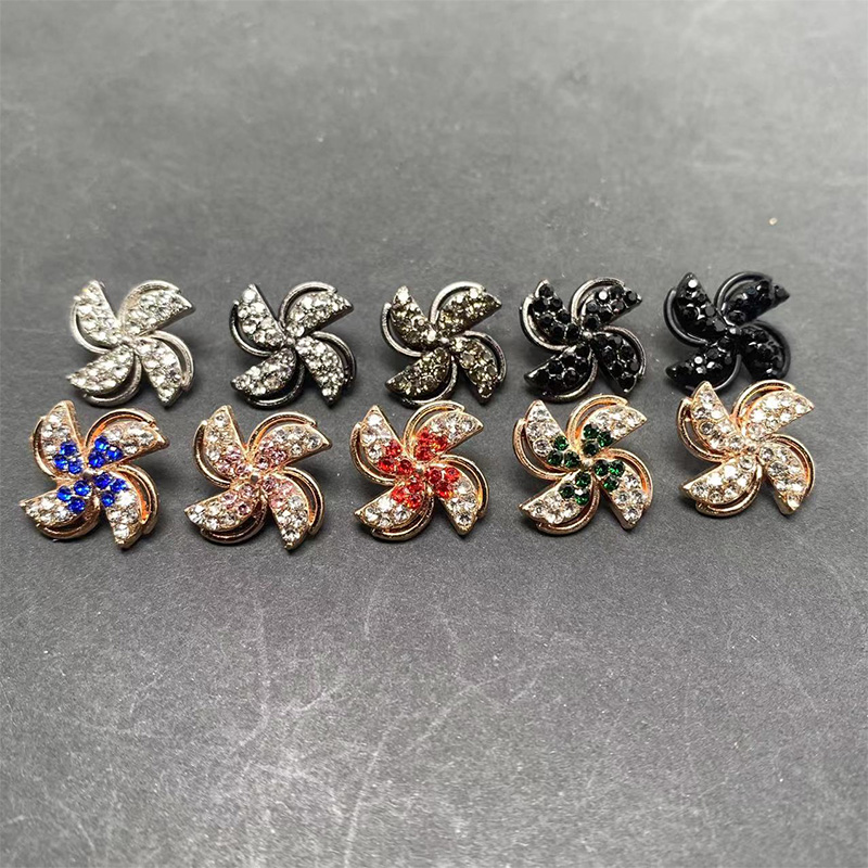 花型铆钉内嵌彩色玻璃钻A钻金属撞钉箱包鞋帽服饰配件辅料DIY饰品