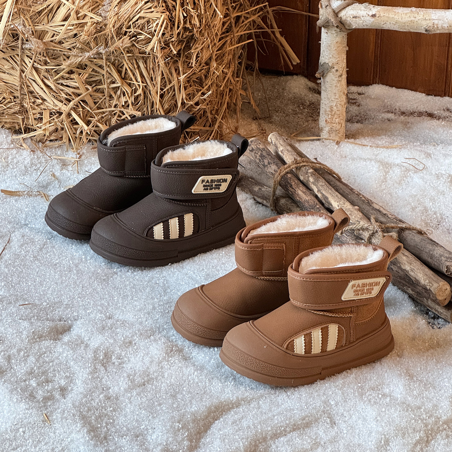 真皮儿童雪地靴2025新款冬季加绒保暖男童短靴防滑女童棉鞋中大童,童鞋/婴儿鞋/亲子鞋,雪地靴,淘宝优惠券,粉丝福利购,淘宝优惠卷
