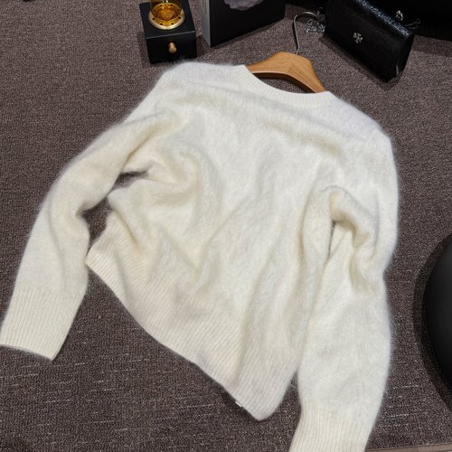 极简无缝一体拉绒羊绒衫女秋冬