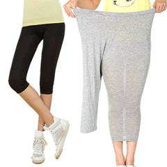 Mùa hè băng lụa bóng xà cạp phụ nữ mặc phần mỏng chín quần cao eo chất béo mm kích thước lớn stretch năm điểm bảy quần