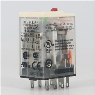 施耐德RXM3AB2P7插拔式中间继电器 10A 带灯 3NO常开3NC常闭 220V