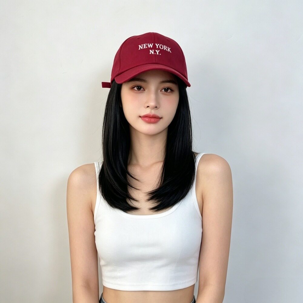 假发帽子一体2026年新款棒球帽短发自然时尚锁骨发鸭舌帽全头套