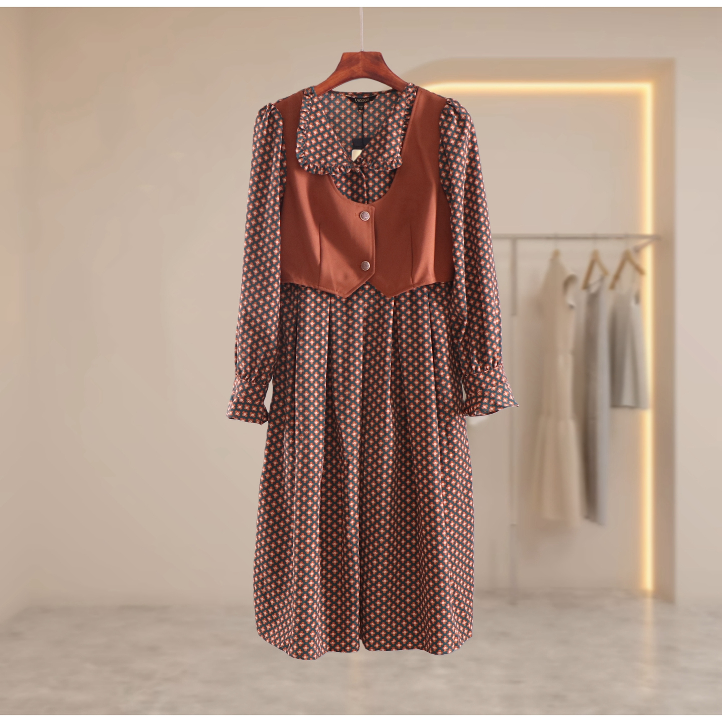 拉谷g品牌专柜同款马甲连衣裙