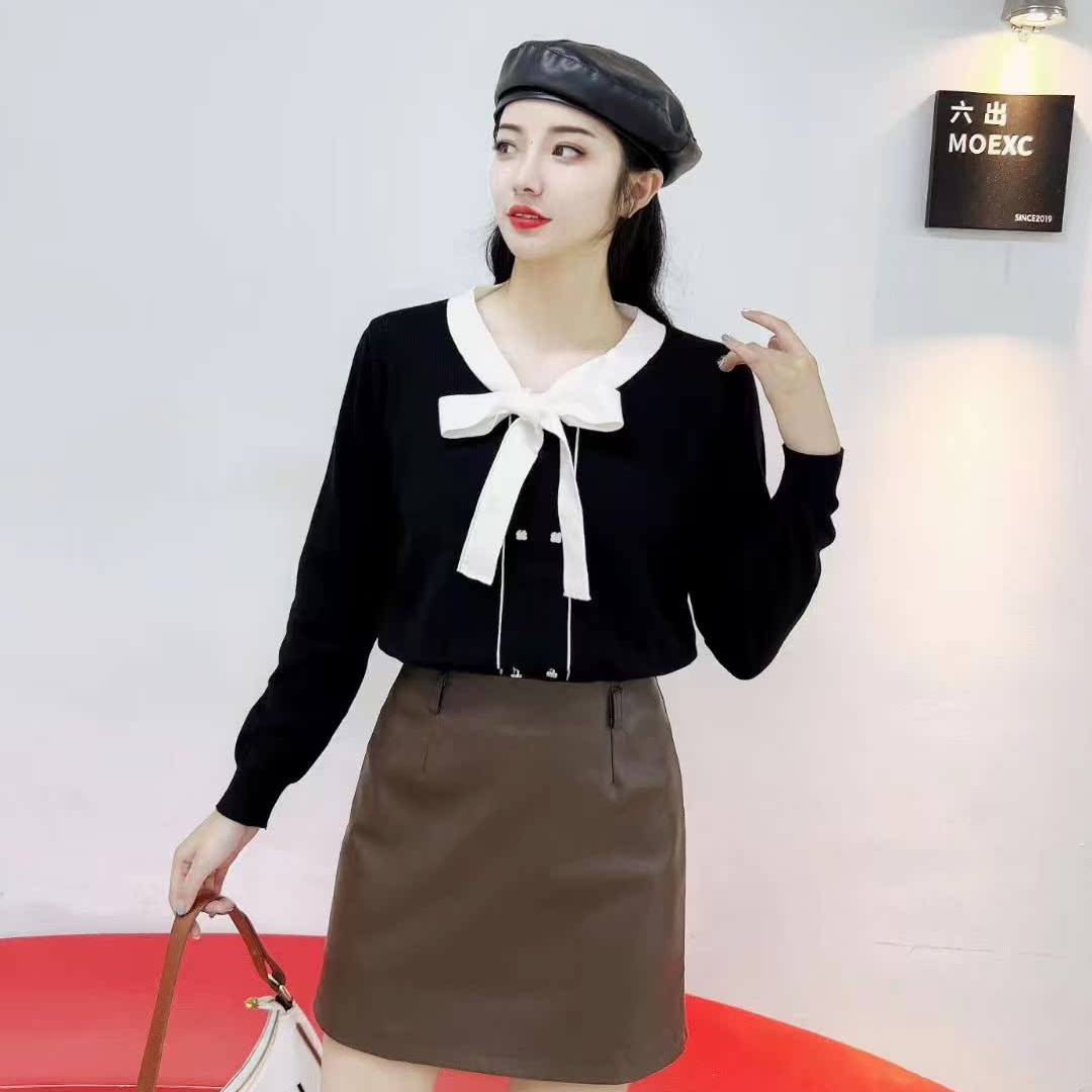 丁香非花◇新款◇淑女气质法式蝴毛针织衫