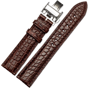 代用浪琴名匠鳄鱼皮真皮表带 典藏嘉岚机械男表蝴蝶扣手表带20mm