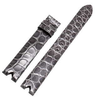 代用欧米茄蝶飞手表带女士圆纹鳄鱼皮表带 424.13.27凹口表带12mm