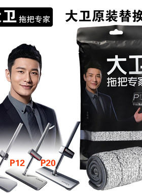 大卫拖把替换头平板拖把替换布P10P12P20免手洗拖布墩布原装正品