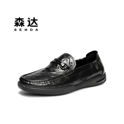 SENDA森达2026年秋款专柜正品牛皮面平底乐福豆豆休闲鞋XB002CM6