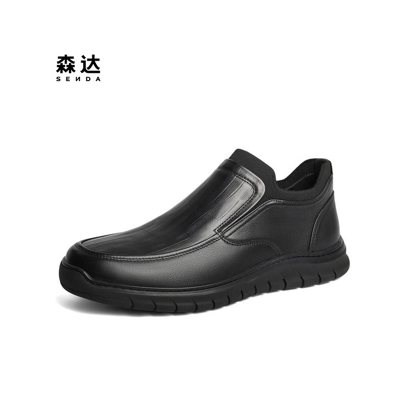 森达平底商务绒里休闲男鞋