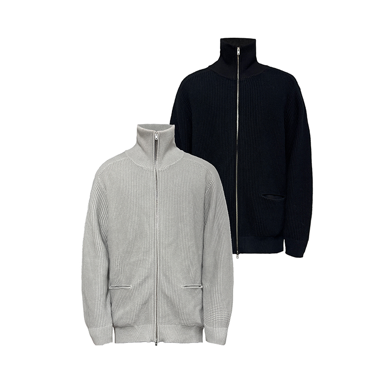JCAESAR SWEATER 廓形高领拉链毛衣 纯棉高克重毛纱 下摆双插袋