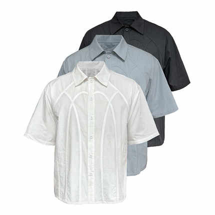 JCAESAR FENCE SHIRT栅栏短袖衬衫 弯弧包条工艺 结构线 纯棉200g