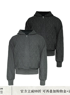 JCAESAR ZIPPER HOODIE枯树提花卫衣 提花肌理 短宽插肩袖 可抽褶