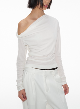 JCAESAR LONG SLEEVE 扭结斜肩长袖 科眉版型 打褶收腰设计悬垂感