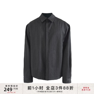 SHIRT JCAESAR DOUBLE SIDED TR面料双门襟 双面穿条格纹廓形衬衫