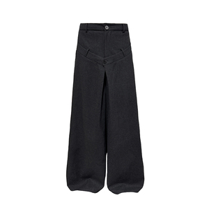 高克重復合毛呢 JCAESAR PANTS 雙腰疊褶闊腿褲 直筒 軟糯舒適