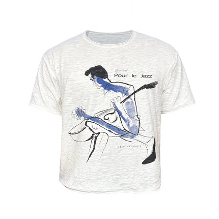 JCAESAR SOLO TEE独奏短袖 竹节肌理透气短款卷边 蓝色水渍染印花