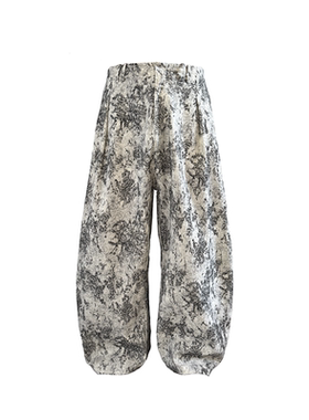 JCAESAR JACQUARD PANTS 低裆白波纹提花长裤 树纹肌理 弯刀阔腿