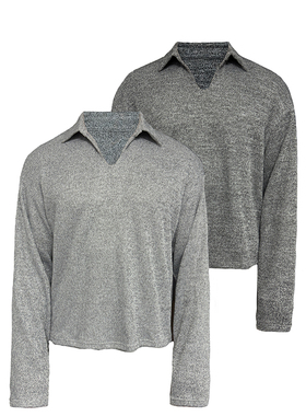 JCAESAR WHEAT SLEEVE 麦穗V领长袖 特殊拼色肌理 亲肤百搭毛衣