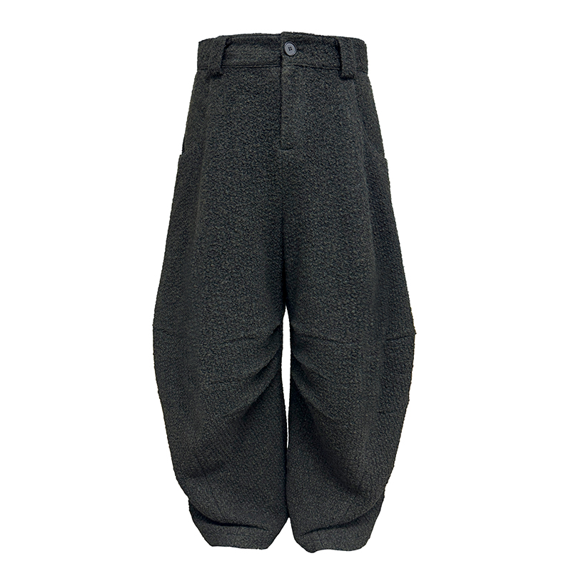 JCAESAR MOSS PANTS 苔藓打褶长裤 羊毛毛圈呢 立体剪栽 弯刀裤型