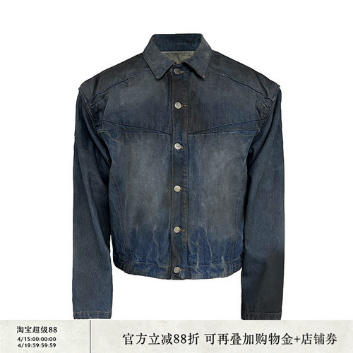 JCAESAR牛仔夹克重磅脏染水洗