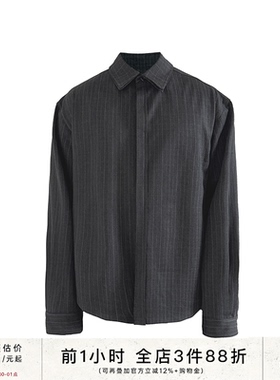 JCAESAR DOUBLE-SIDED SHIRT 双面穿条格纹廓形衬衫 TR面料双门襟