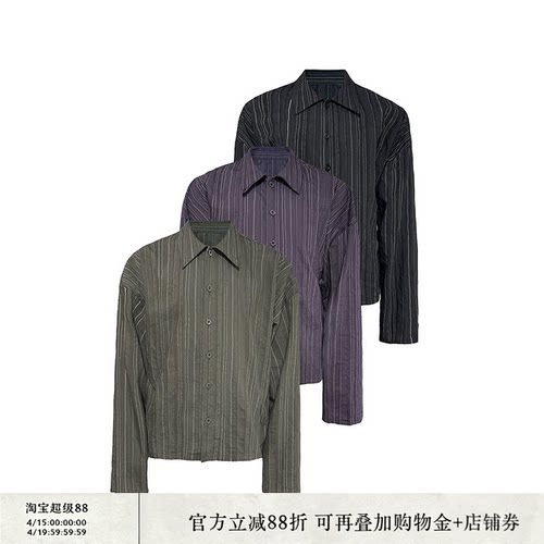 JCAESAR STRIPED SHIRT 条纹落肩衬衫 微皱肌理 树脂纽扣 多色