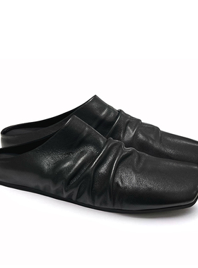 JCAESAR LEATHER SLIPPER 褶皱皮拖鞋 头层牛皮 芭蕾鞋 柔软 百搭