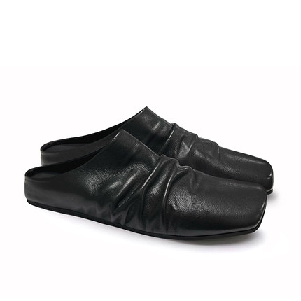 JCAESAR LEATHER SLIPPER 褶皱皮拖鞋 头层牛皮 芭蕾鞋 柔软 百搭