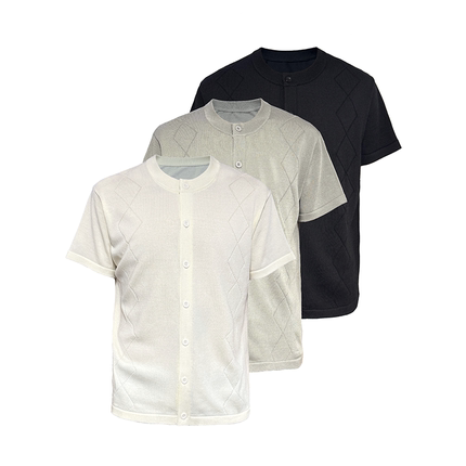 JCAESAR KNITTED CARDIGAN 菱格针织开衫 冰丝面料 几何针法 亲肤