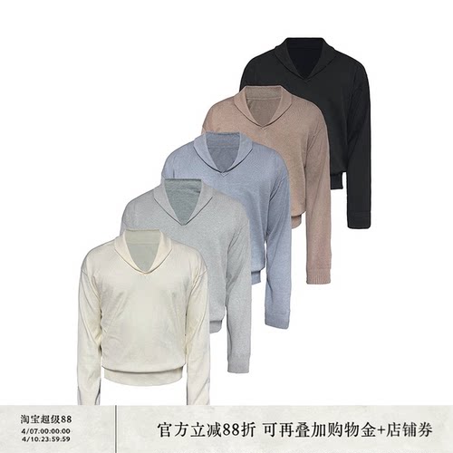 JCAESAR海鸥领毛衣罗纹下摆