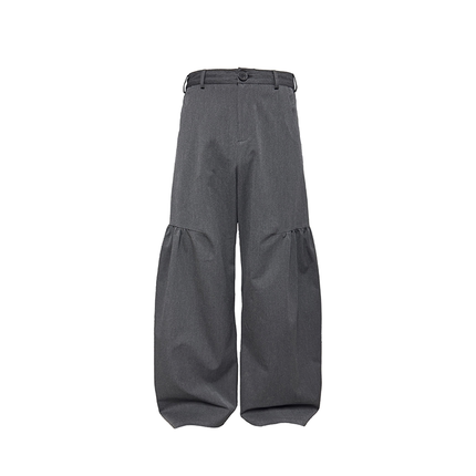 JCAESAR PLEATED PANTS 花苞半抽褶长裤 羊毛混纺 黑灰色 侧打褶