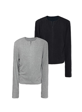 JCAESAR LONG SLEEVES隐形半开拉链长袖 优可丝混纺 圆领合体