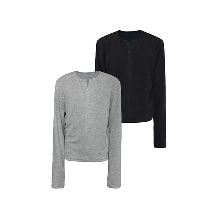 JCAESAR LONG SLEEVES隐形半开拉链长袖 优可丝混纺 圆领合体